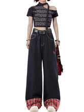 Plaid Patchwork Y2k Women's Jeans